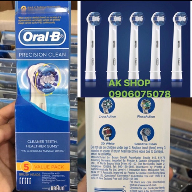 Set 5 đầu bàn chải thay thế bàn chải điện oral b braun