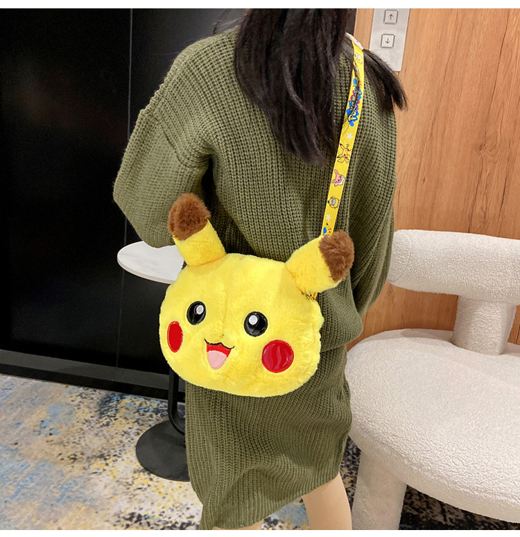 Túi PIKACHU đeo chéo siêu dễ thương, túi đeo chéo thú bông POKEMON có dây đeo in hình độc lạ