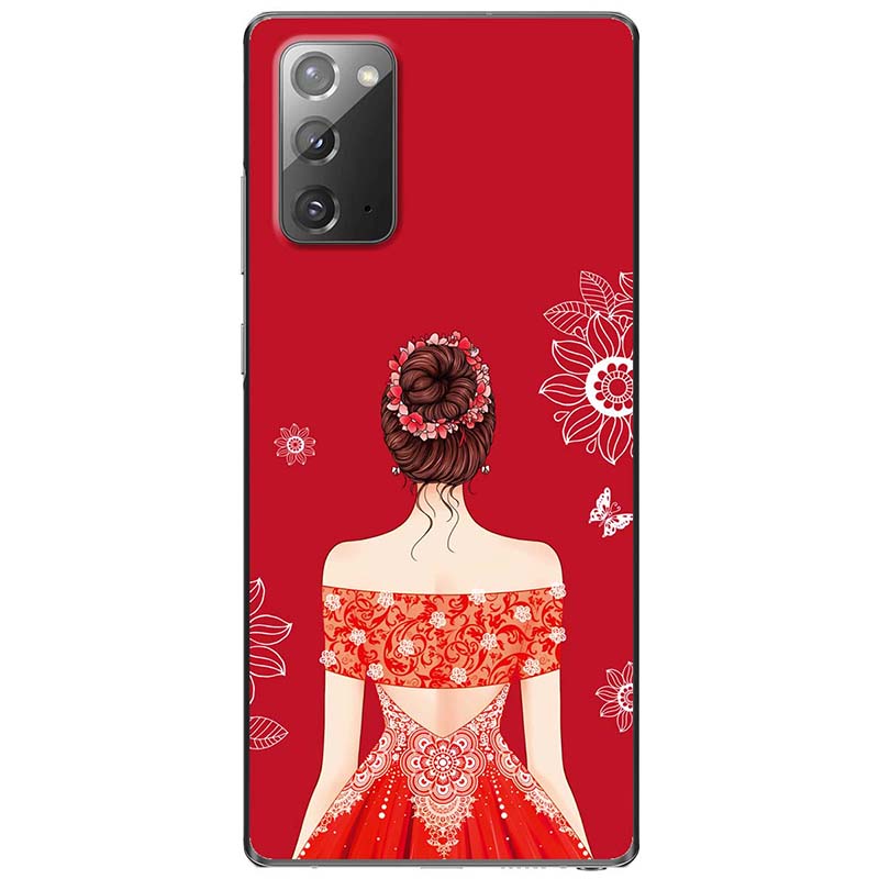 Ốp lưng dành cho Samsung Galaxy Note 10, Note 10 Plus, Note 10 Lite, Note 20, Note 20 Ultra mẫu Cô gái váy đỏ áo ngang vai