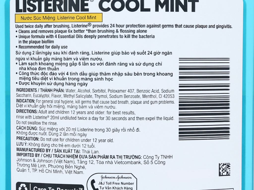 Nước súc miệng Listerine Cool Mint 750ml