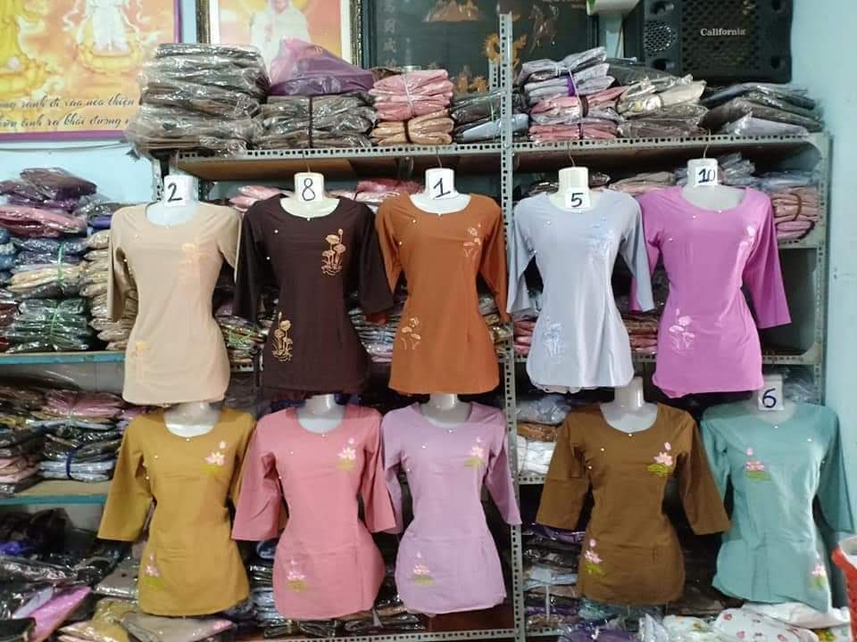 Đồ lam đi chùa, đồ phật tử nữ mẫu Xẩm thun