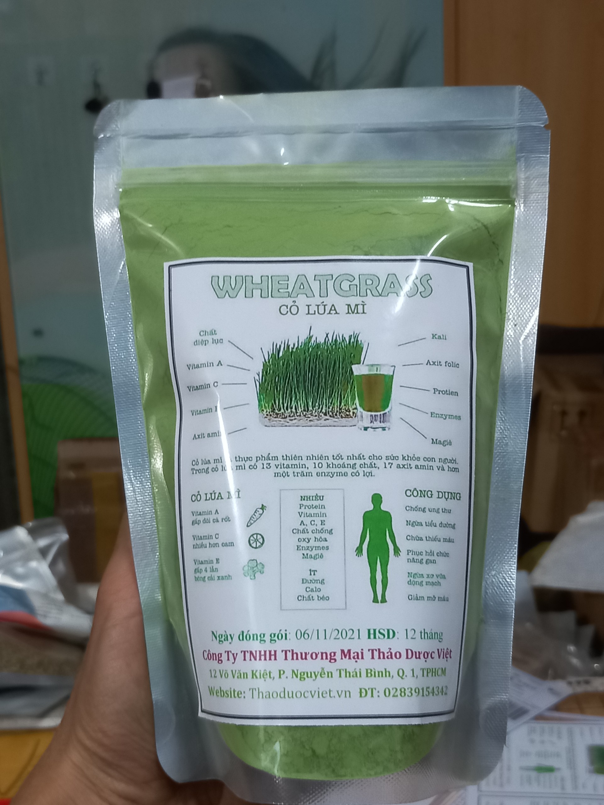 500g Bột cỏ lúa mỳ sấy lạnh xanh đẹp