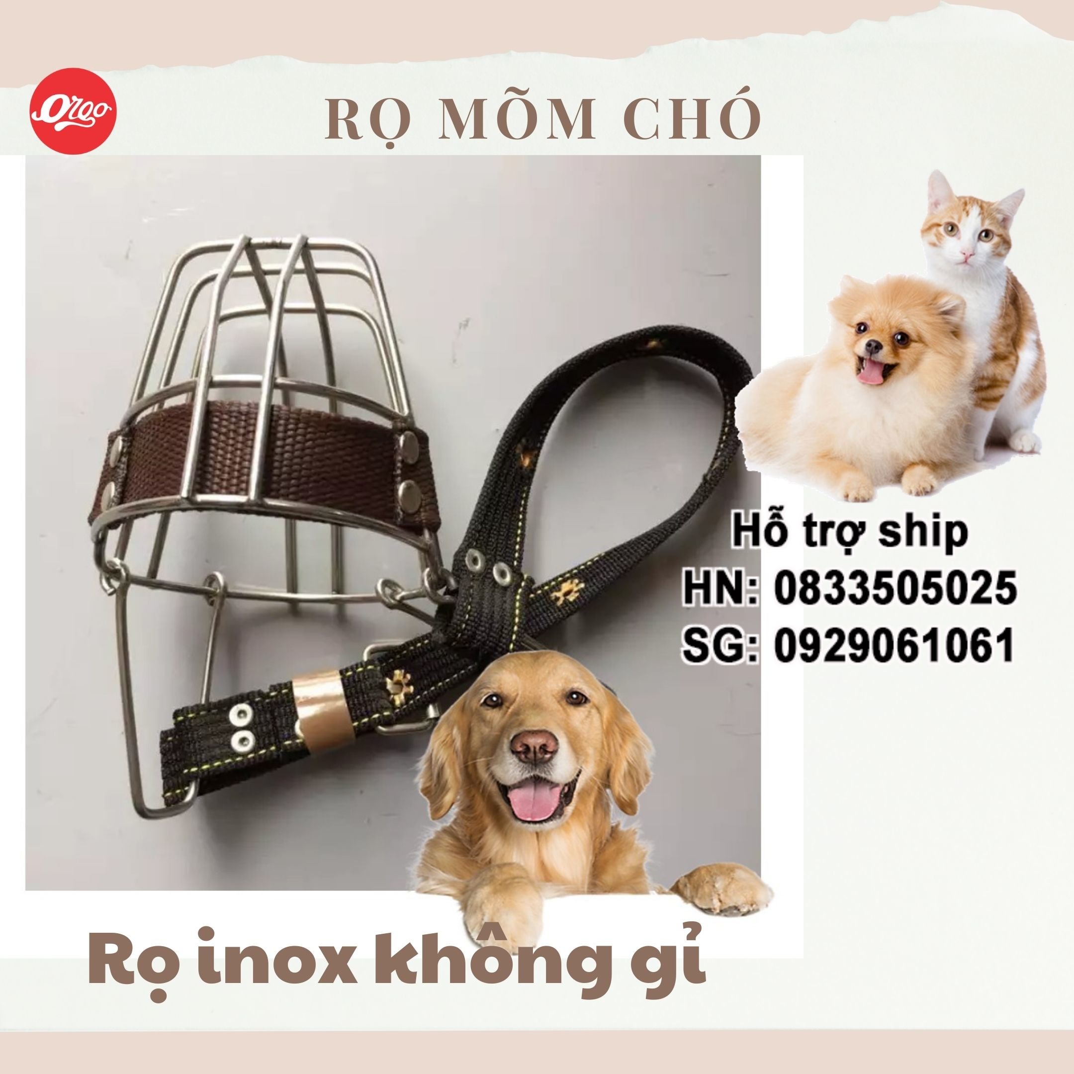 Orgo - rọ mõm cho chó - rọ mõm inox không gỉ 3 size