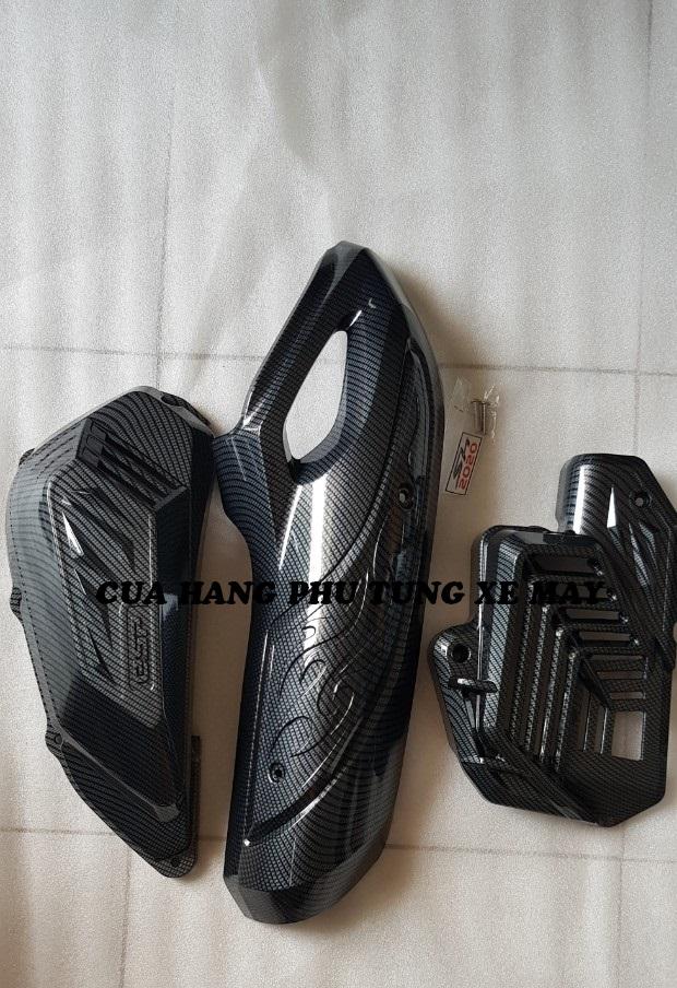 Combo 3 món Ốp pô Bầu e Quạt gió gắn xe SH 2020 cacbon