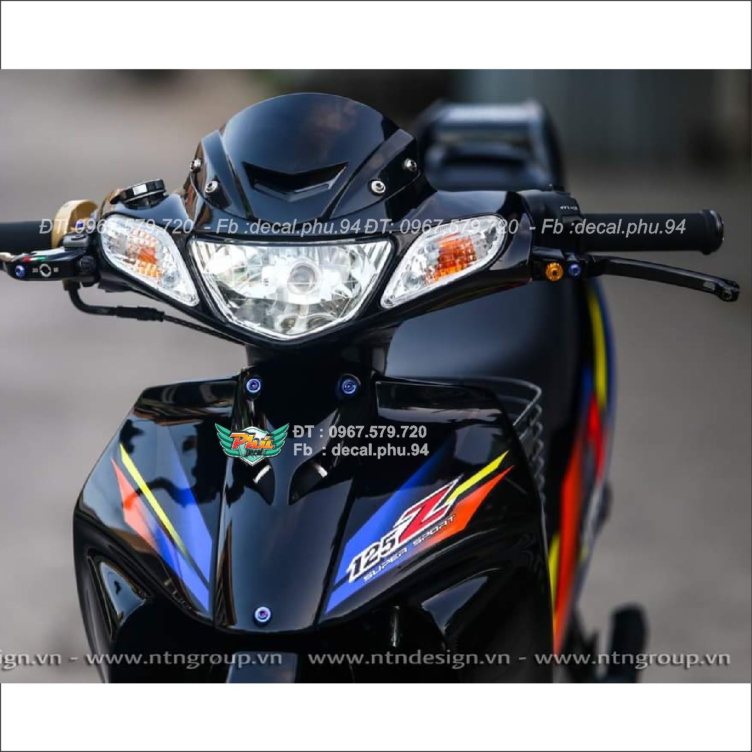 Tem rời xe Yaz 125 đen xanh (m)