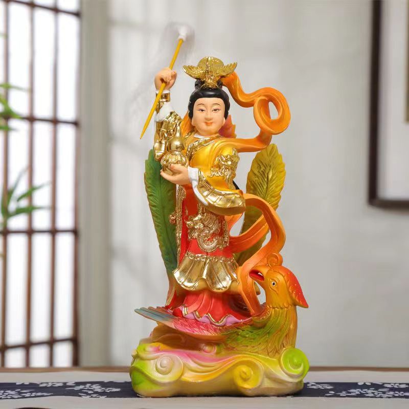 Cửu thiên huyền nữ tượng cửu thiên hoàng hậu huyền mẫu thiên tôn đồ trang trí thờ tại nhà vẽ tượng phật bằng nhựa thủ công 12 inch