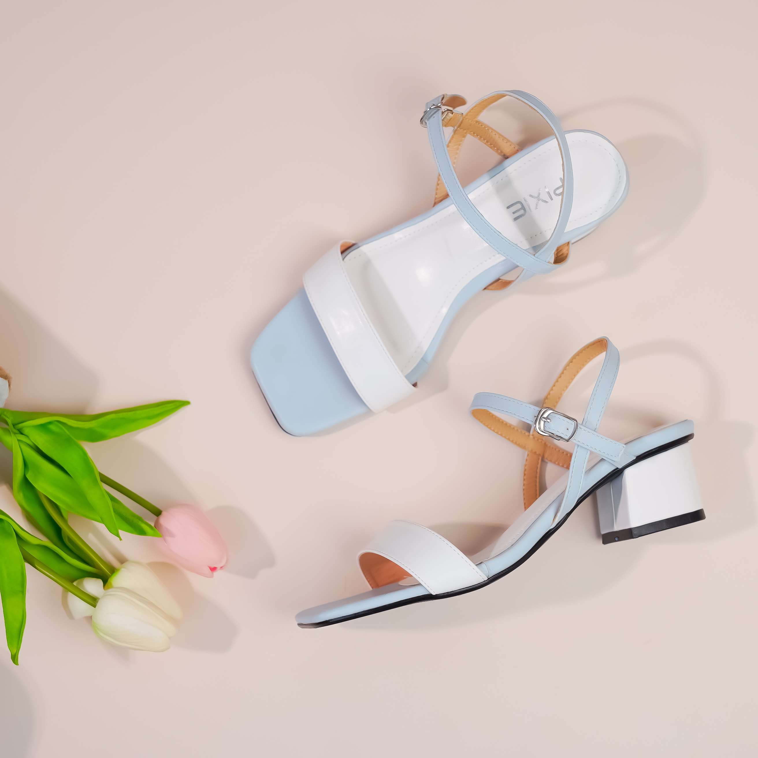 Giày Sandal Cao Gót 3cm Mix Màu Pixie X476