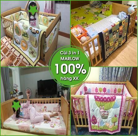 Cũi Marlow màu gỗ tự nhiên - Mẹ Vì Bé
