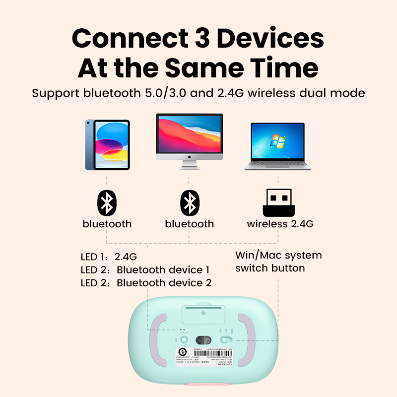 TOP★【BT5.0+2.4G】UGREEN MU102 Wireless Mouse  Silent Computer Mouse with USB Receiver Mouse, 4000 DPI Small Flat Portable Mice for PC, Laptop, Computer, Chromebook, MacBook Model:90538 927