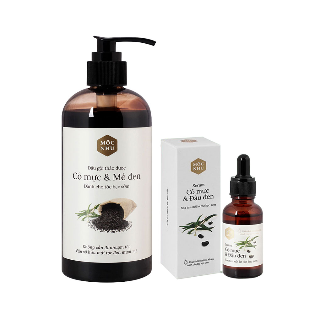 Bộ đôi Serum dưỡng tóc VÀ Dầu gội Cỏ Mực Mộc Nhu