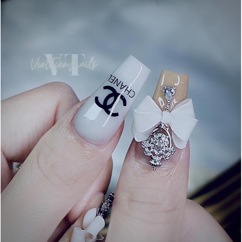 Nơ trắng đính móng tay - nơ bột MOON NAIL