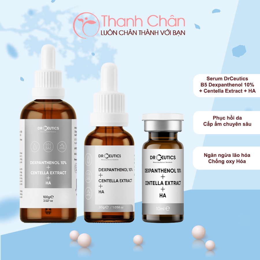 Serum b5 drceutics dexpanthenol 10% + centella extract + ha, cấp ẩm và phục hồi da