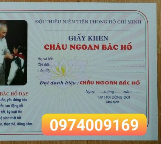 Giấy khen cháu ngoan bác hồ (100 tờ)
