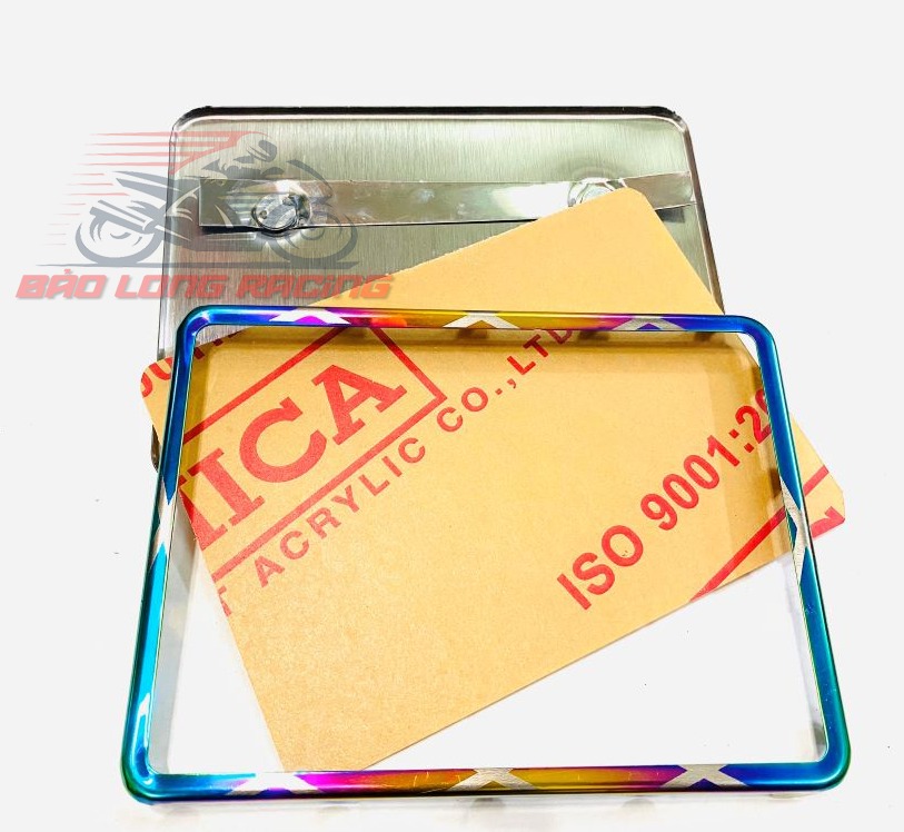Combo 3 món Ốp biển số,meca,ốp sau INOX Xi 7 màu bắn LASER X phụ kiện xe máy siêu rẻ đẹp