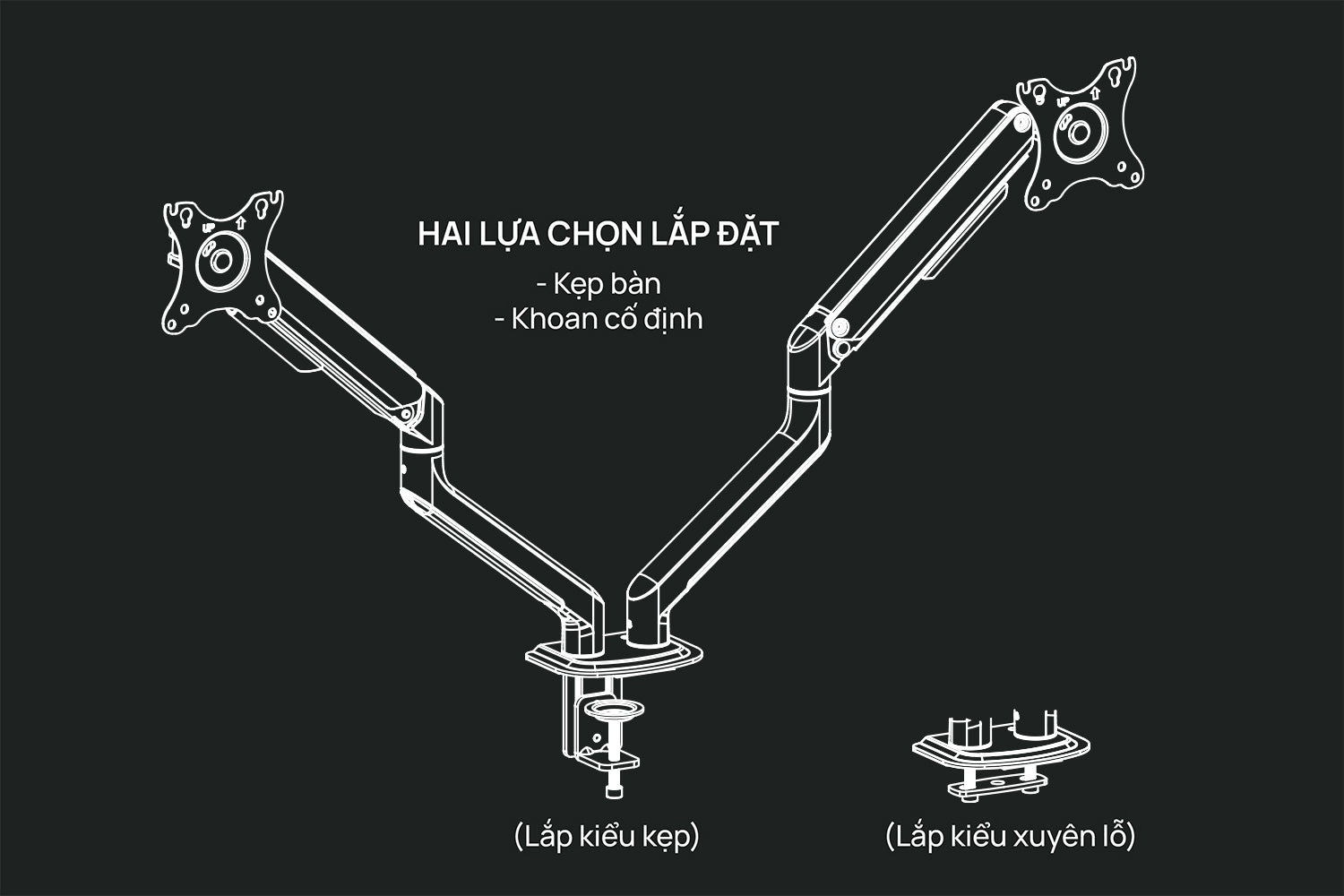 Giá đỡ màn hình đôi Human Motion T6 Pro - Dual