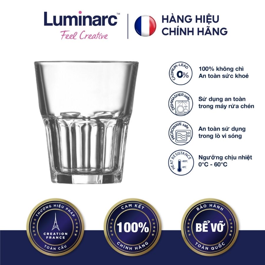 Bộ 6 Ly Thuỷ Tinh Arcoroc Thấp Granity 350ml - LUGRN1390