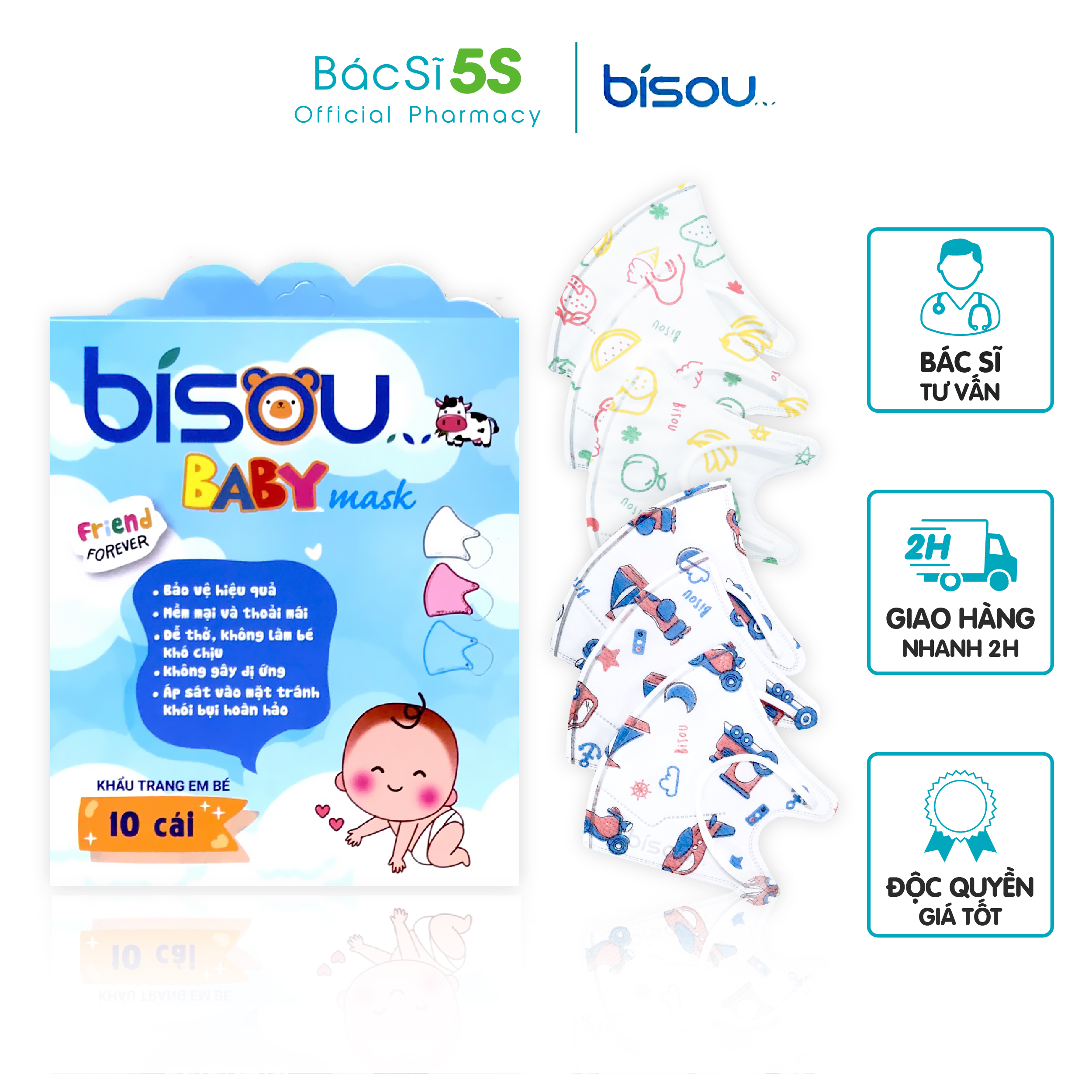 Khẩu trang y tế em bé (2D/3D) - an toàn, tiện lợi, thoáng mát, dễ chịu
