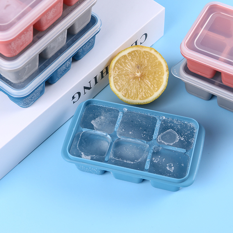 Combo 5 Khay Đá 6 Ô Silicone Có Nắp Đậy