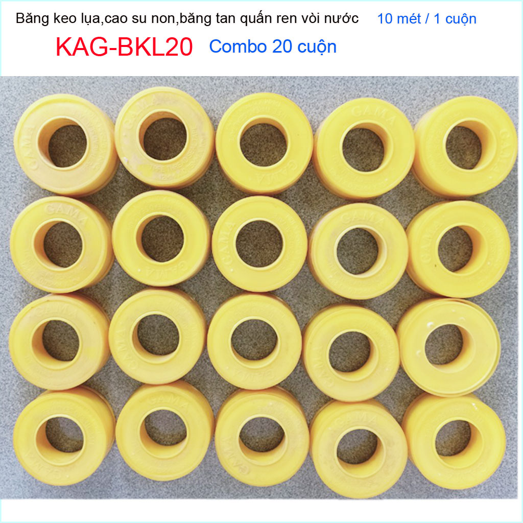 [HCM]Combo20 hộp băng keo lụa 10m Classic combo20 cuộn cao su non 10 meters quấn ống nước KAG-BKL20