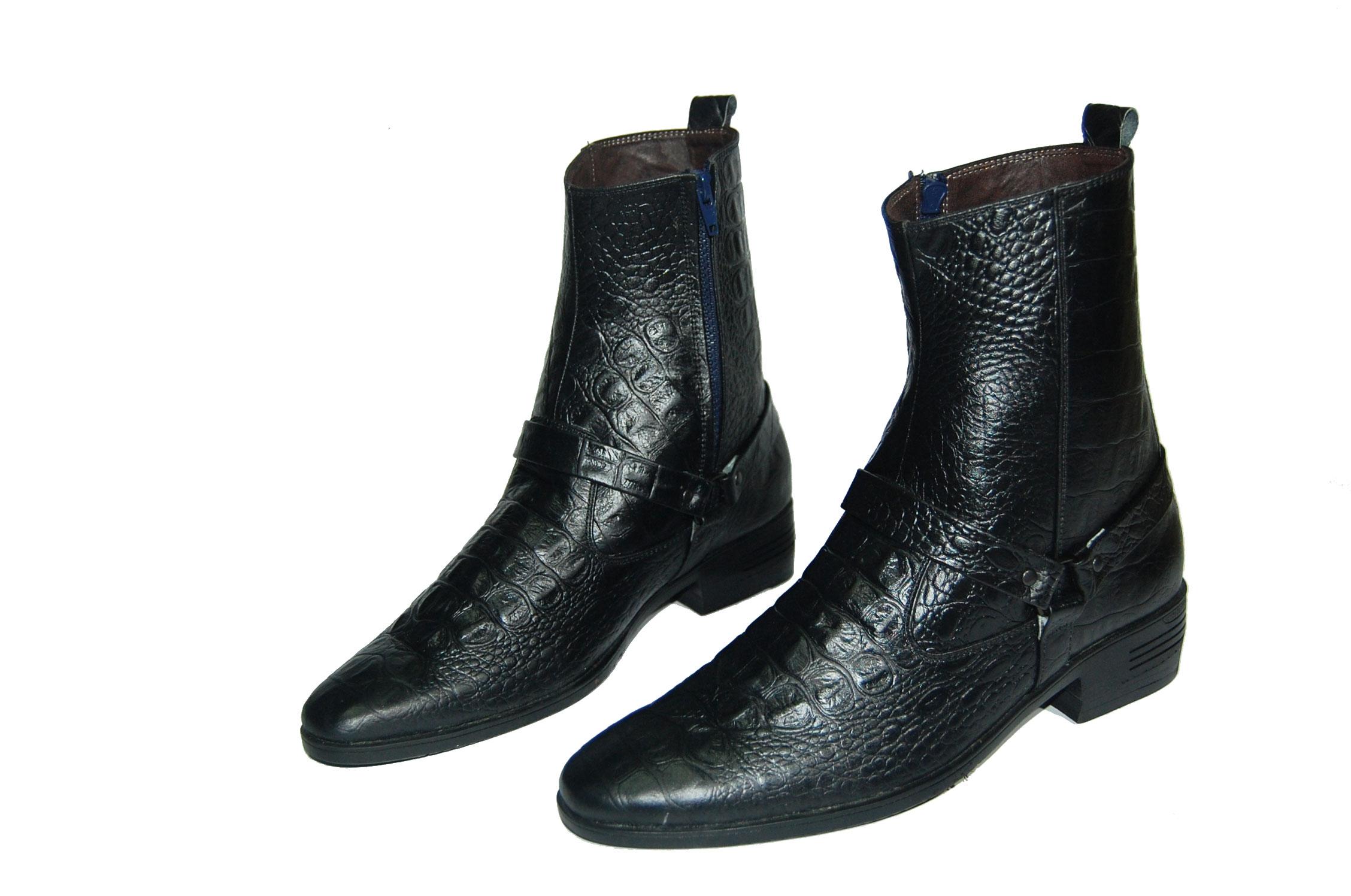 Giày boot da bò thật vân cá sấu. Bảo hành 12 tháng.MS: B137