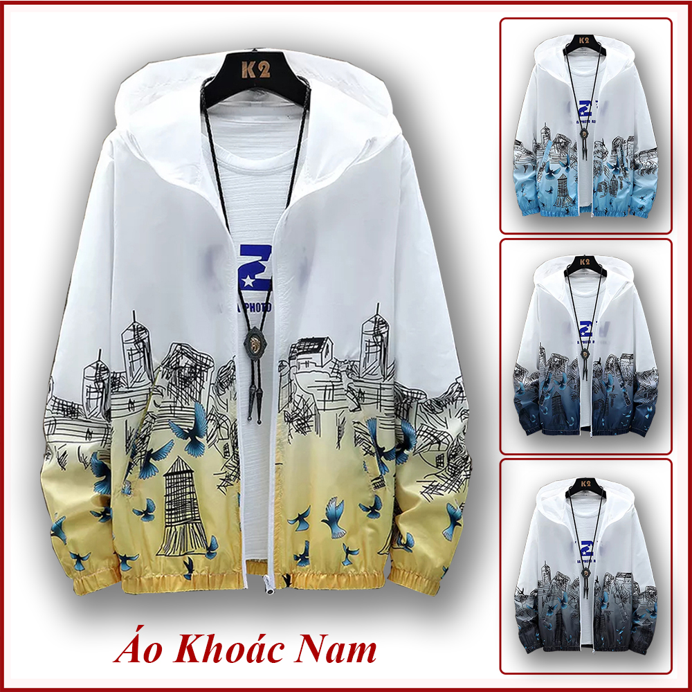 Áo Khoác Nhẹ Nam Nữ  Phối Hoạ Tiết Phong Cảnh Nổi Bật Có Mũ Trùm Đầu Mẫu Mới 2024 Thời Trang FASHION4MENHCM AO KHOAC NAM 9000056C