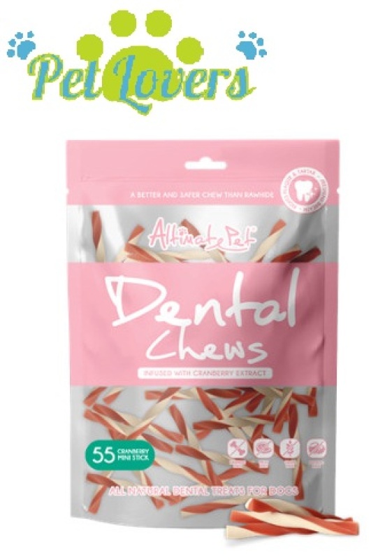 Dental Chews - Gặm sạch răng thơm miệng - Thanh que 3 vị gồm Cranberry , bạc hà , sữa 150g
