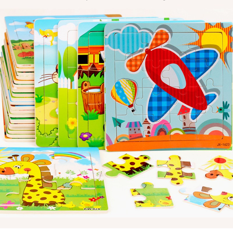 Ghép hình puzzle phương tiện bằng gỗ cho bé
