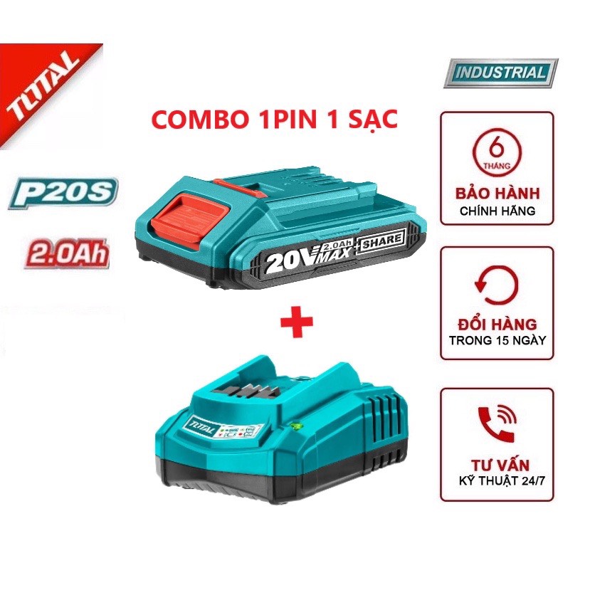 Combo 1 pin 1 sạc 20V TOTAL (TFBLI20011) (TFCLI2001)