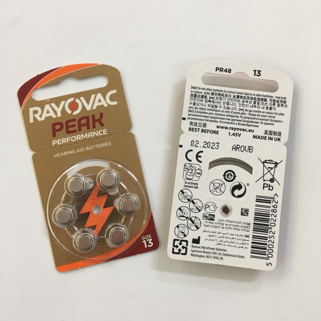 1 Vỉ Pin Trợ Thính PR48, A13 Rayovac 1.45V ( 1 Vỉ 6 Viên)