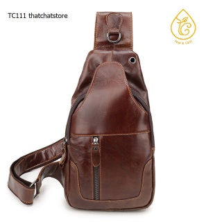 Túi đeo chéo da bò thật - quai lót da - chất lượng cao - thời trang - bền đẹp - mẫu khuyên dùng TC111 thatchatstore thumbnail
