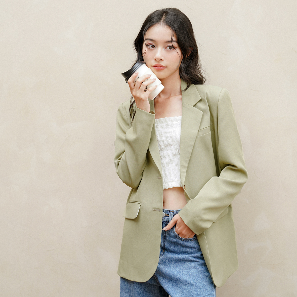 BLEUBIRD Áo khoác blazer vải sợi cotton BASIC BLAZER