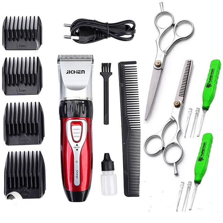 Tông đơ cắt tóc gia đình jichen - tông đơ sạc điện kèm theo nhiều quà tặng