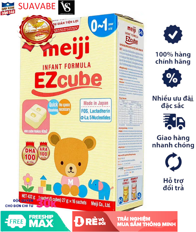 [Mẫu mới 2023 - 20 thanh] Sữa Meiji Infant thanh 0 EZcube T12 540g
