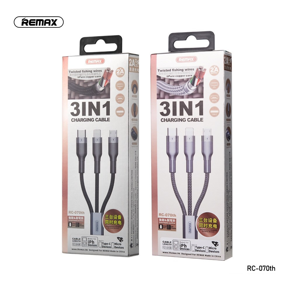 CÁP SẠC REMAX 3 đầu CỔNG RC-070TH MICRO, LIGHTNING, TYPE C