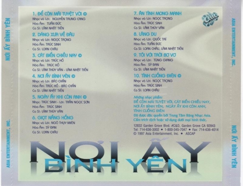 7 Đĩa CD Nhạc Trung Tâm Asia 13 (cs Lâm Nhật Tiến) phôi đĩa nhật