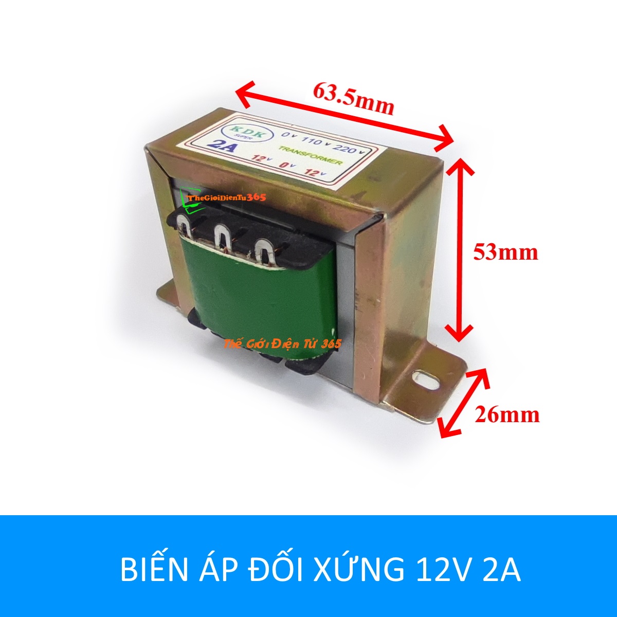 Biến áp đối xứng 12v 2a