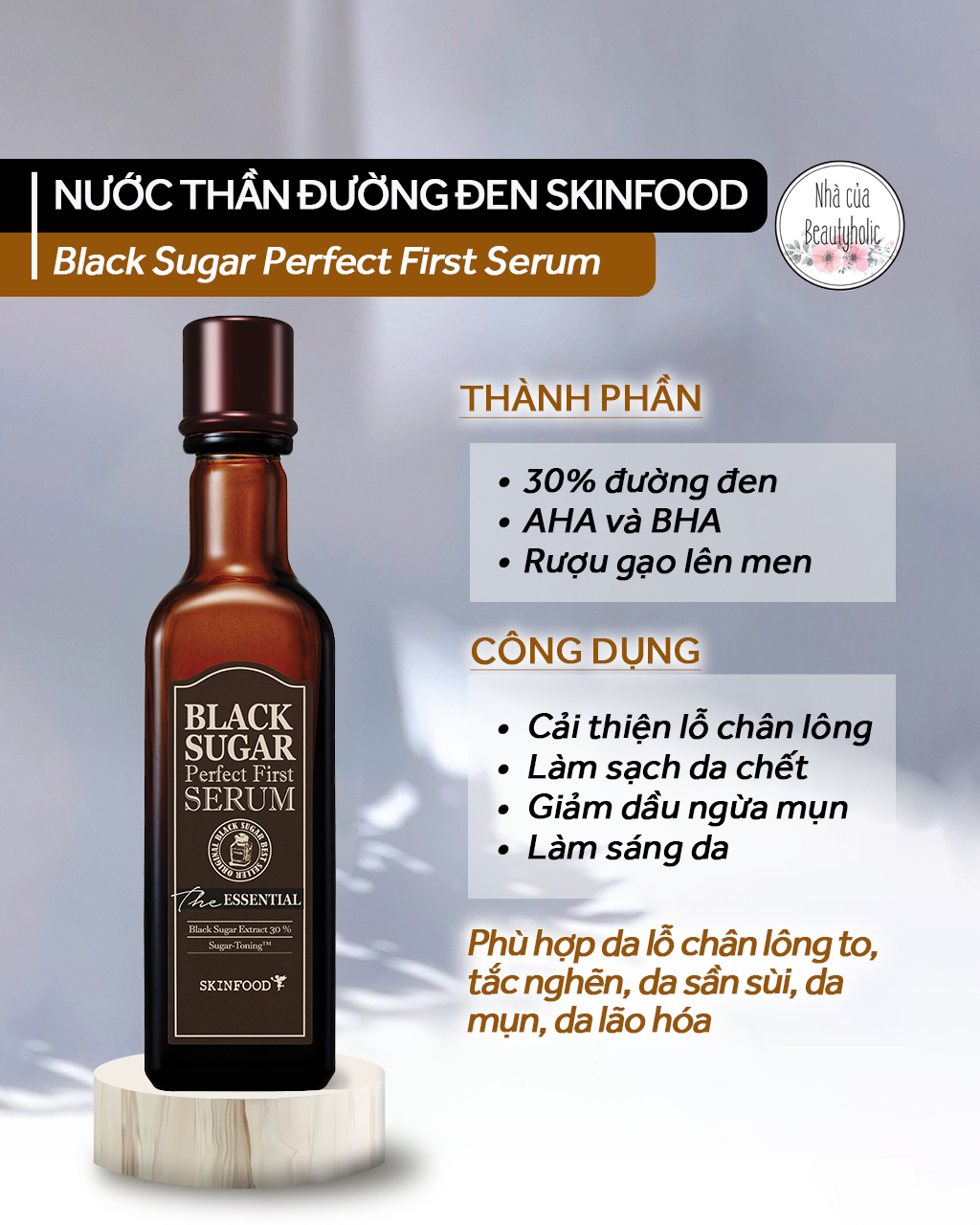 Nước thần dưỡng da skinfood black sugar oerfecrt first serum the essential