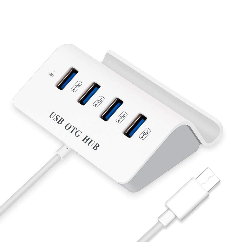 Bảng giá Hub OTG Chia 4 Cổng USB Đầu Type C Có Giá Đỡ Điện Thoại cao cấp Phong Vũ
