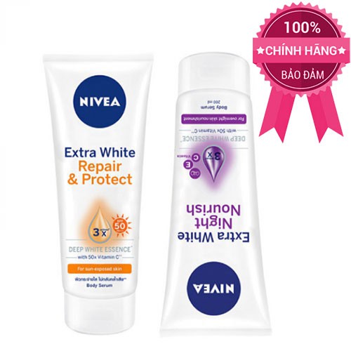 [HCM]Combo 2 tuýp serum dưỡng trắng da săn chắc chống nắng Nivea ngày và đêm 180ml 1 tuýp