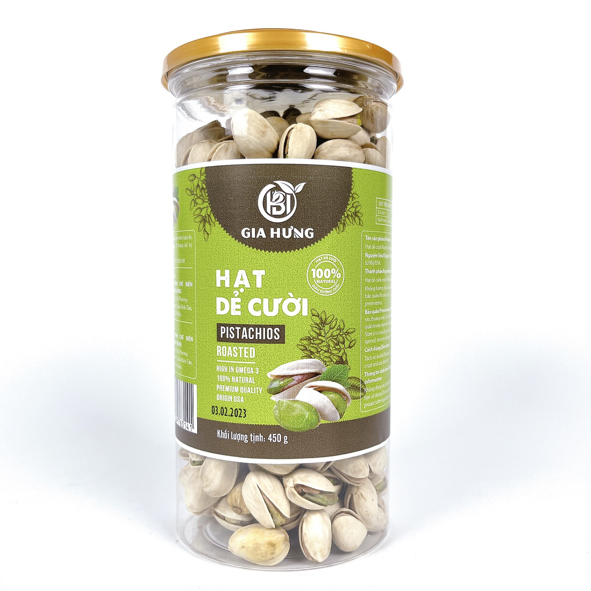 Hạt dẻ cười Mỹ không tẩy trắng hủ 450g