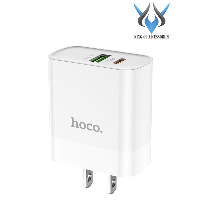 Cốc sạc 2 cổng usb hoco c80 chân dẹp qc3.0 và type-c pd20w - hãng phân phối chính thức - nhất tín computer