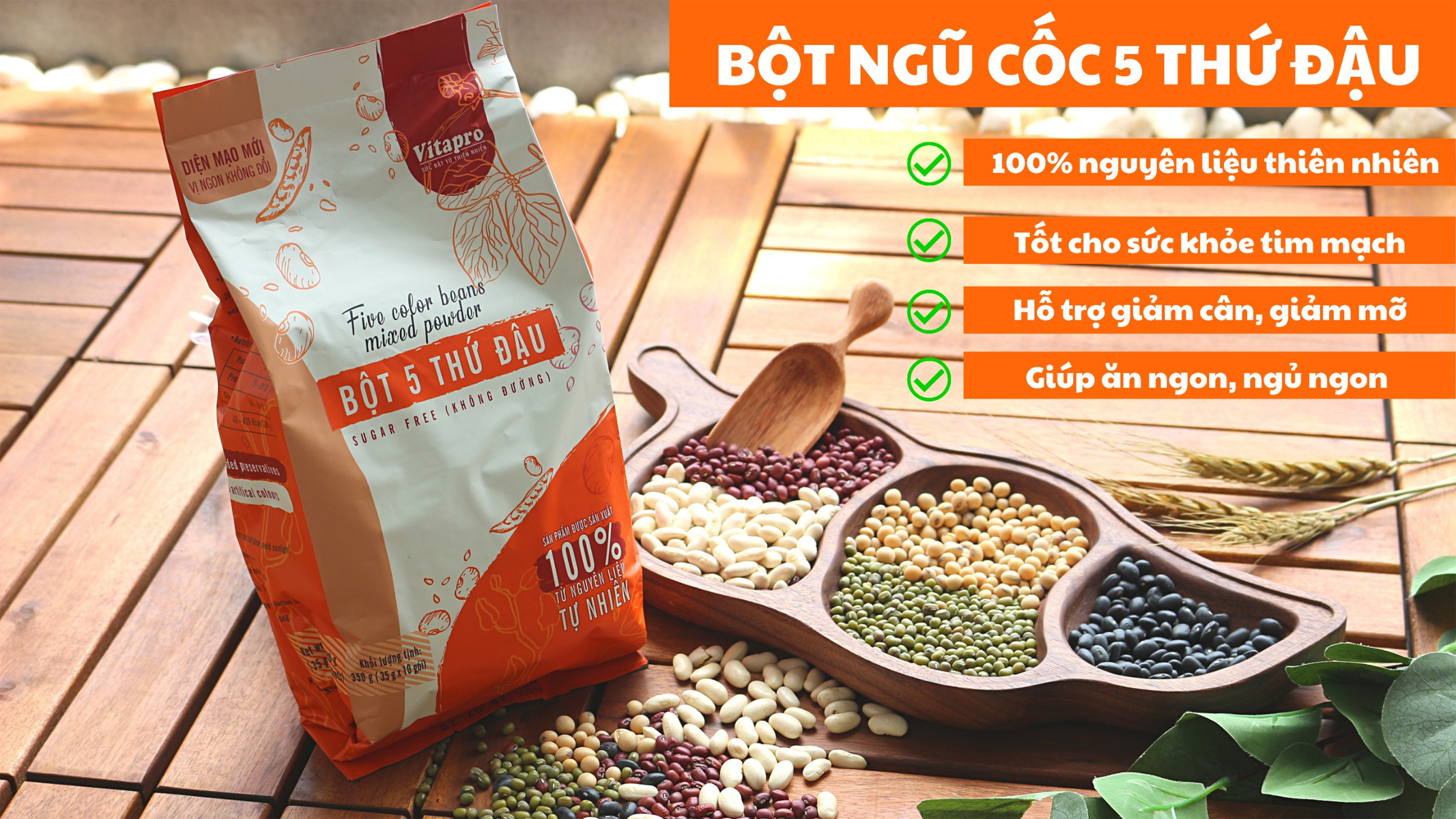 BỘT NGŨ CỐC 5 THỨ ĐẬU KHÔNG ĐƯỜNG VITAPRO