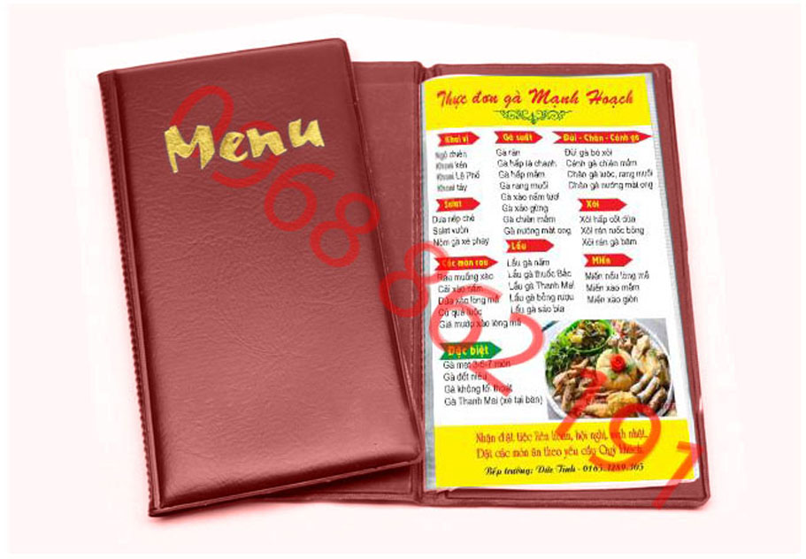 menu bia da simili ruột 10 lá