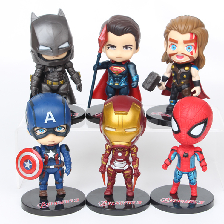 Đồ Chơi Mô hình 06 Nhân Vật Siêu Anh Hùng Chibi Marvel