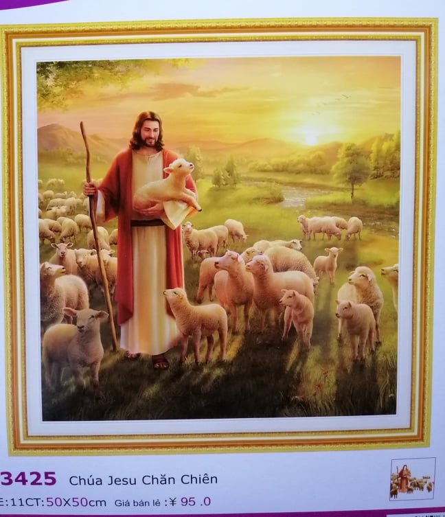 Tranh Thêu Chữ Thập Chúa Jesu chăn cừu LV3425