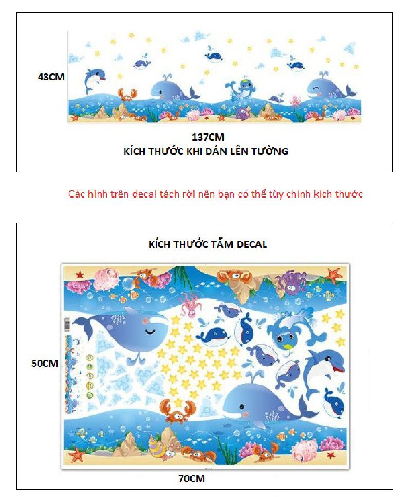 [HCM]DECAL DÁN TƯỜNG ĐÀN CÁ SẮC MÀU