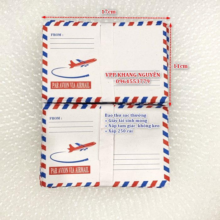 [HCM]Bao Thư Sọc Thường Mỏng Không Keo (xấp 250 cái)