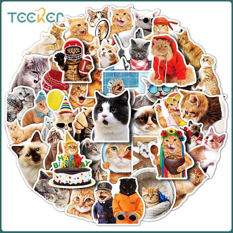 Teeker 1pc set waterproof pet stickers funny cat and dog picture stickers
