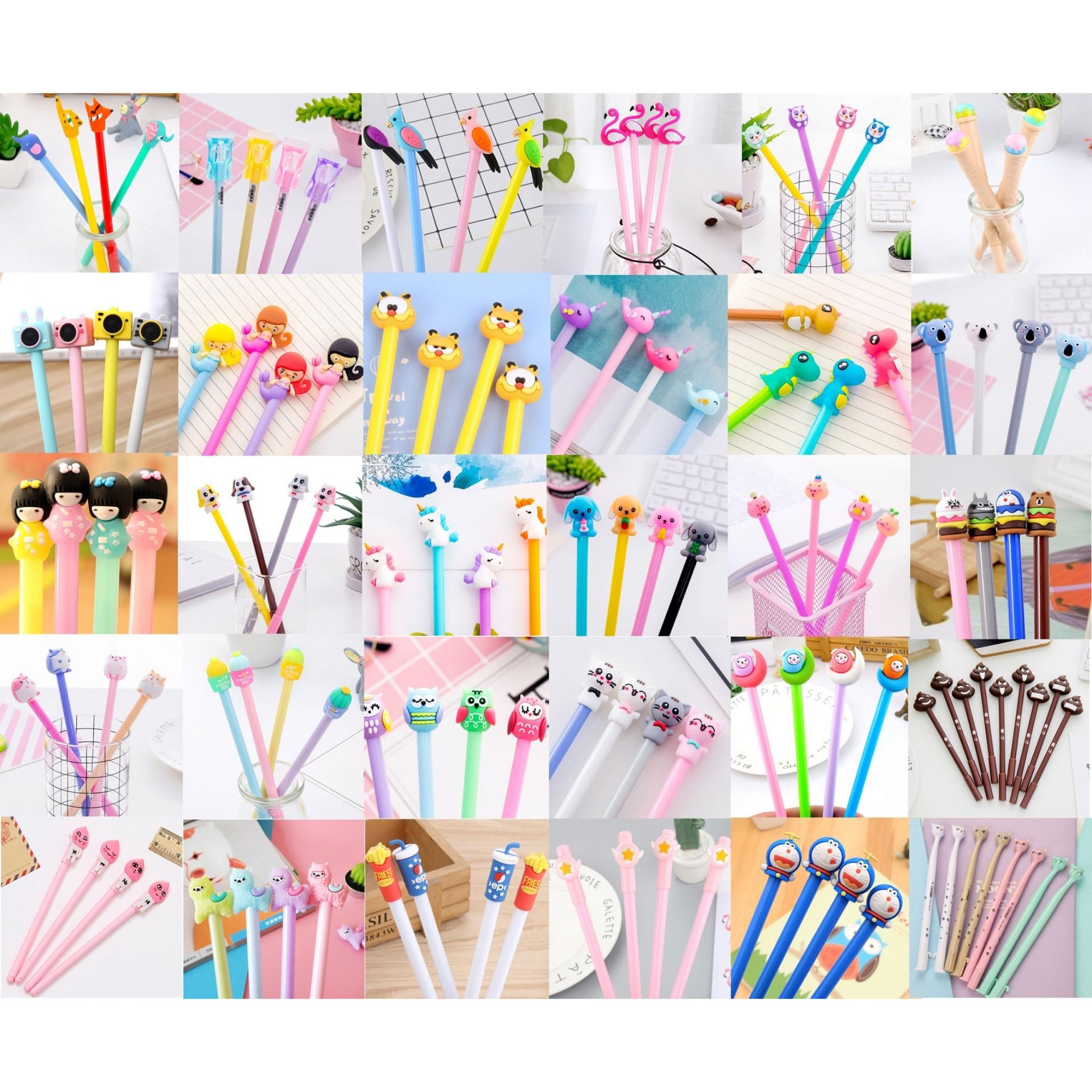 Mua Combo 10 cây bút viết kute (chat chọn mẫu), tặng túi nhựa zip hoạt hình