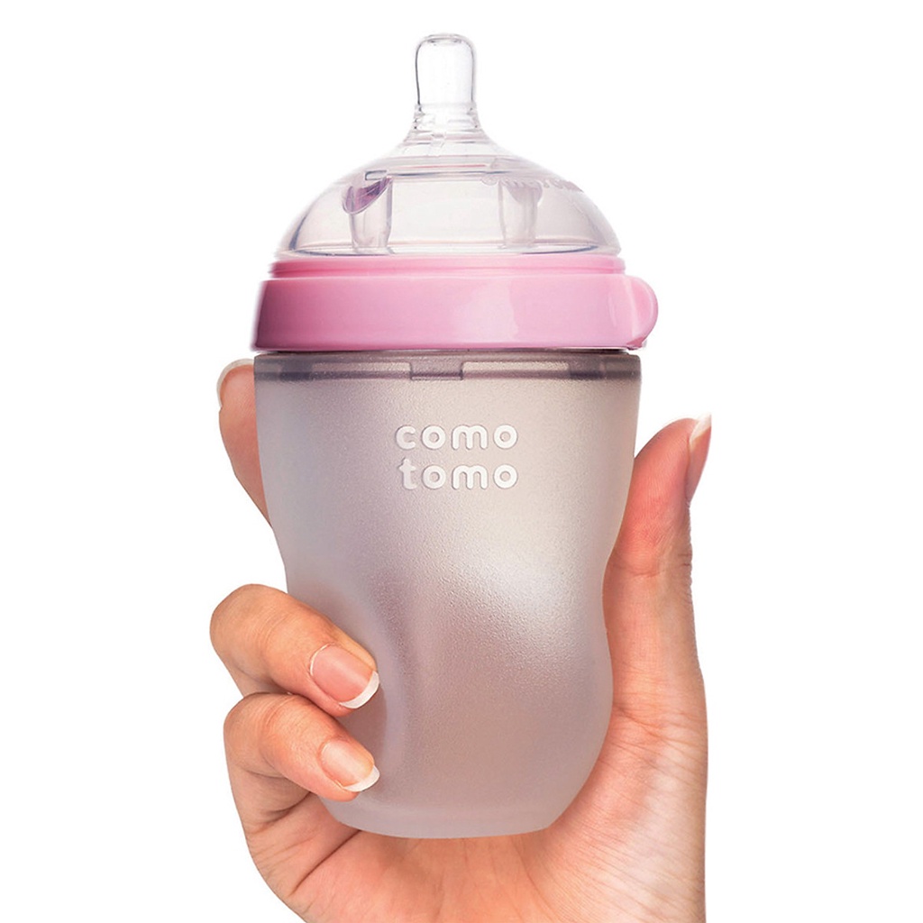 Bình sữa comotomo 150ml/250ml ‍‍‍núm silicon siêu mềmtặng kèm tay cầm cánh tiên